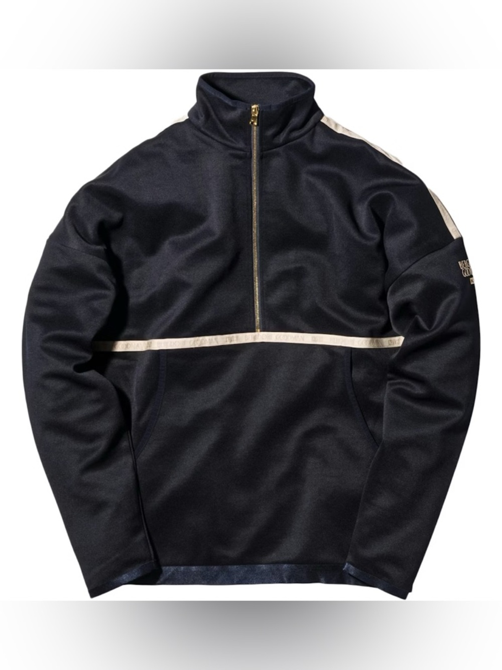 Kith Bergdorf Goodman  Navy Blue Half-Zip Track Jacket with Cream Stripe